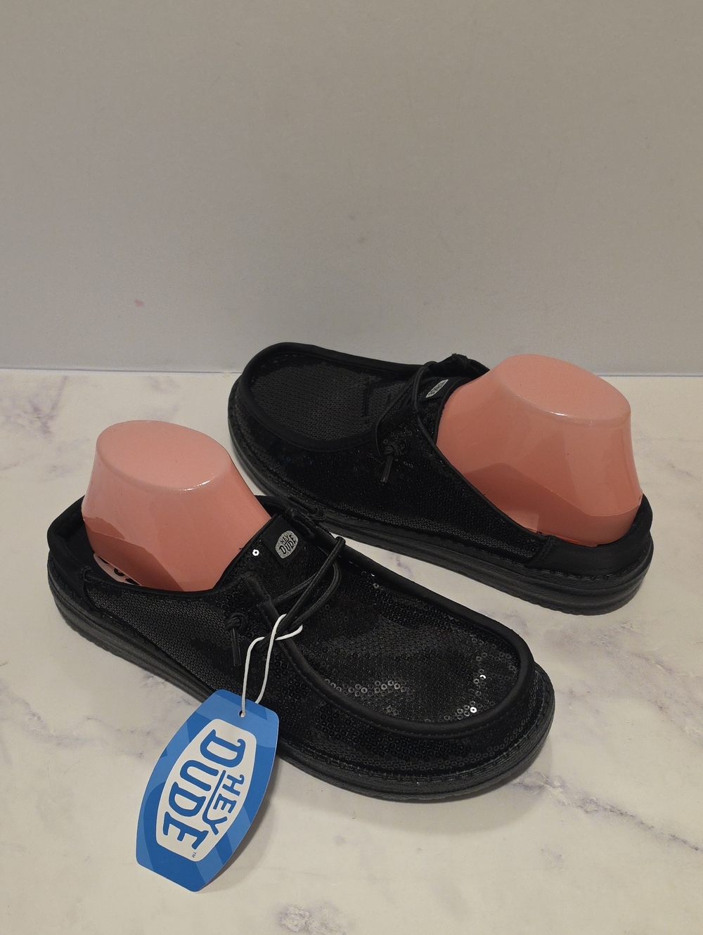 Hey Dude Wendy  Black Sequin Women's Slip-On Shoes Brand New